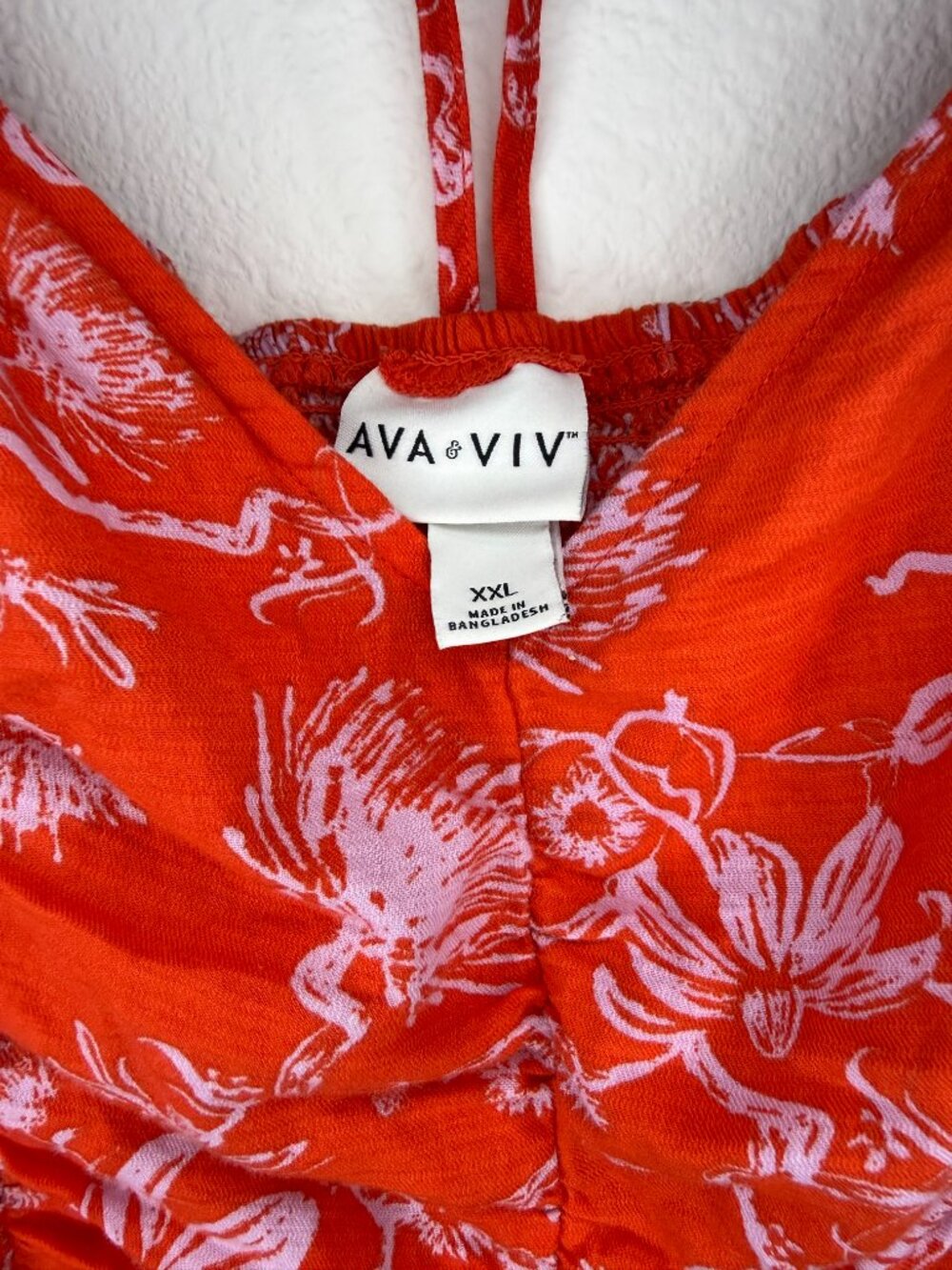 Ava & Viv Floral Puff Sleeve Blouse Red White 100% Cotton Women's XXL - Picture 4 of 8